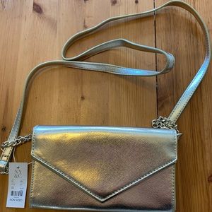 Woman’s gold lame evening purse